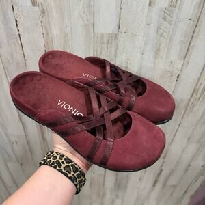 Vionic Orthopedic Claire Suede SlipOn Comfort Shoes Maroon Women’s US Size 7